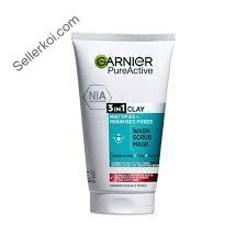 Garnier PureActive 3 in 1 Clay Mask Scrub Wash Oily Skin 100gm